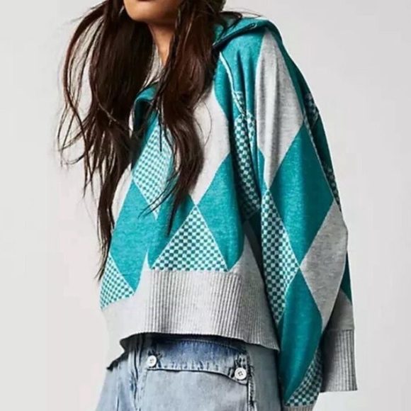 FREE PEOPLE | Lucy Half Zip Pullover Maui Grey Combo - Picture 1 of 14